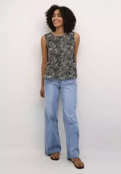 Блузка Sandra Sleeveless Kaffe, коричнево-черная зебра