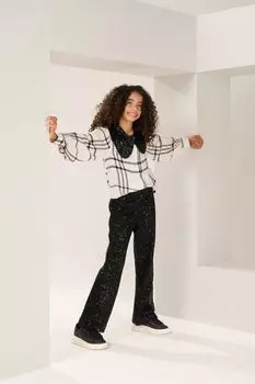 Блузка Saorise в клетку с воротником из пайеток Angel & Rocket, черный