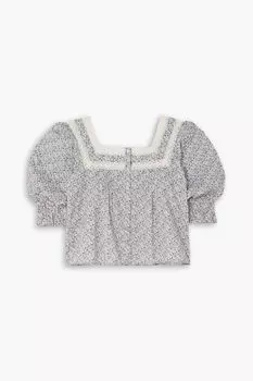 Блузка Sedona из хлопковой вуали с защипами и цветочным принтом, отделанная крючком RIXO, лавандовый