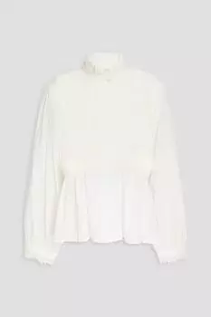 Блузка Selma из хлопка и мусса с гипюровой отделкой и кружевом BA&SH, слоновая кость