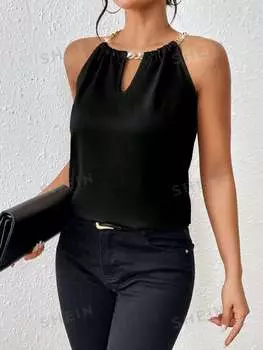 Блузка Shein Bae с ромбовидной формой, черный