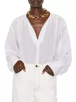 БлузКа Шелковая Frame с короткими рукавами, белый