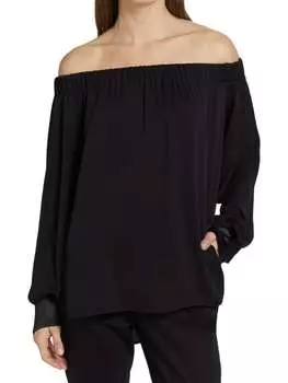 БлузКа Шелковая Max Mara Pattino с открытыми плечами, черный