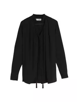 Блузка Шелковая Victoria Beckham с завязками на воротнике, черный