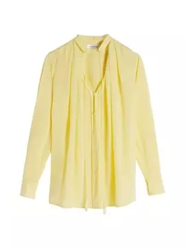 Блузка Шелковая Victoria Beckham с завязками на воротнике, lemon
