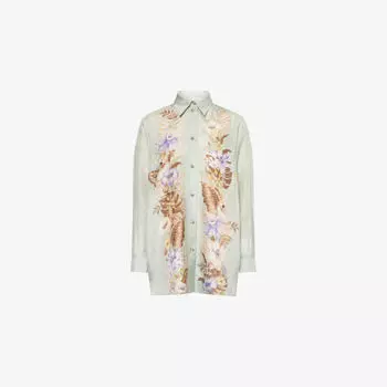 Блузка шелковая Zimmermann Coco Floral, зеленый