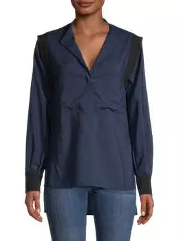 Блузка Шерстяная Akris с цветными блоками, deep blue