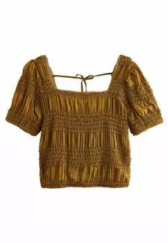 Блузка Short Sleeve Smock Tie Back Next, охристо-желтая