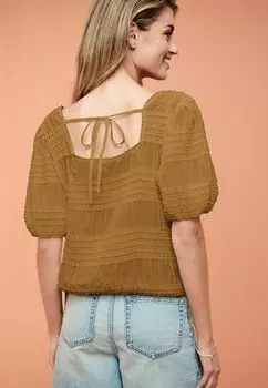 Блузка Short Sleeve Smock Tie Back Next, охристо-желтая