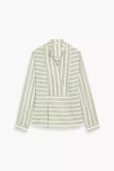 Блузка Sierra в полоску со складками из смесового хлопка IRIS & INK, зеленый