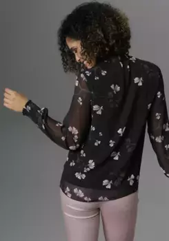 Блузка-слип Aniston SELECTED со сборками со вставками, белый