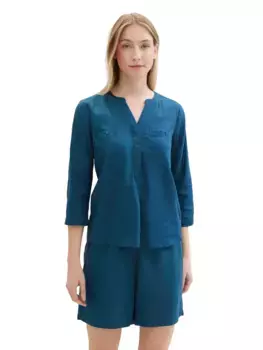 Блузка-слип TOM TAILOR из льна, синий