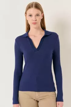 Блузка со рюшами и воротником Jimmy Key, синий