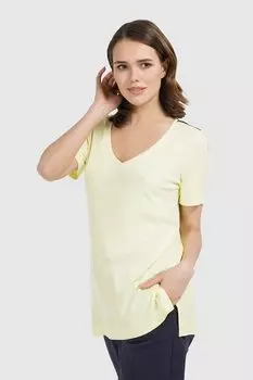 Блузка со сборками, короткими рукавами и разрезами Helmidge, желтый