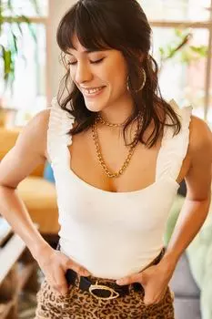 Блузка со сборками на бретелях Olalook, белый