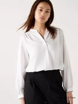Блузка со сборкой из вискозы Uniqlo, белый