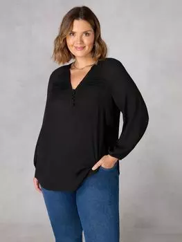 Блузка со складками Live Unlimited Curve, черный
