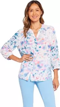 Блузка со складками на спине NYDJ, цвет Windsong