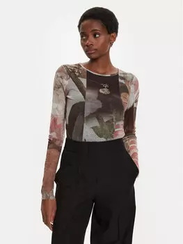 Блузка стандартного кроя Desigual, коричневый