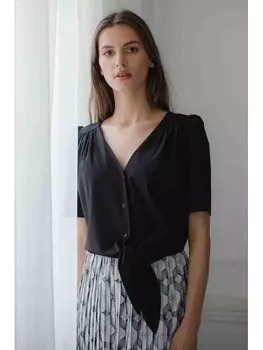 Блузка стандартного кроя Lenitif, черный