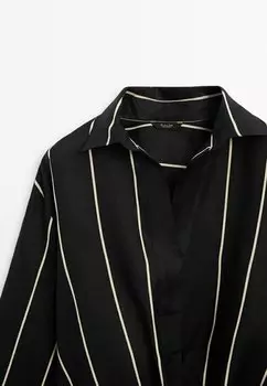 Блузка Striped Massimo Dutti, черная