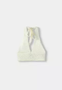 Блузка Surplice Halter Bershka, бежевый