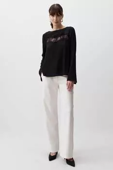 Блузка свободного кроя и кружева Jimmy Key, черный