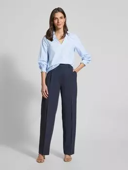 Блузка свободного кроя из хлопка с присборенными деталями s.Oliver BLACK LABEL, синий