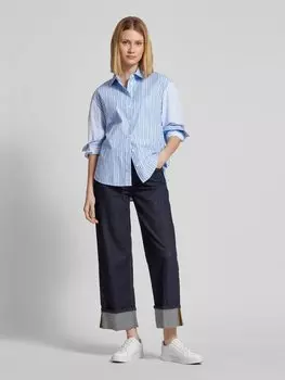 Блузка свободного кроя из хлопкового поплина с полосатым узором s.Oliver RED LABEL, синий