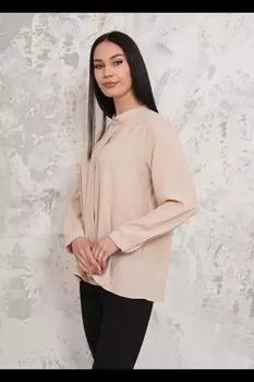 Блузка свободного кроя с длинными рукавами и брошью HOXTON GAL, бежевый