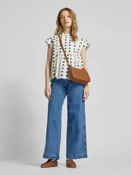 Блузка свободного кроя с воротником-стойкой, модель «Молли» LOLLYS LAUNDRY, кремовый