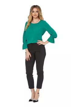 Блузка свободного кроя с вырезами на манжетах Barocca, зеленый