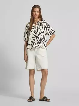 Блузка свободного кроя с вырезом-замочной скважиной, модель «CLO» Vila, кремовый