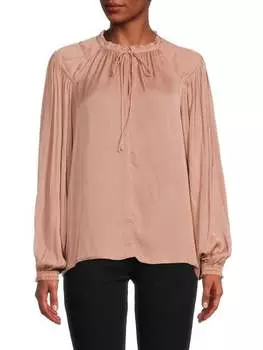 Блузка T Tahari плиссированная с завязками на шее, розовый
