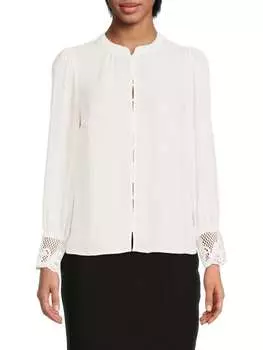 Блузка T Tahari с разрезом на шее, черный