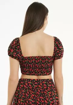 Блузка Tezenis, черная с пряными розами Nero Stampa