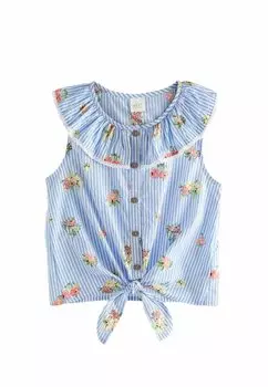 Блузка Tie-Front Regular Fit Next, цвет blue floral