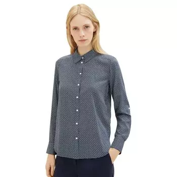 Блузка Tom Tailor 1037899 Printed Collar, синий