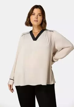 Блузка TONE CONTRAST NECK BAND Live Unlimited London, цвет brown