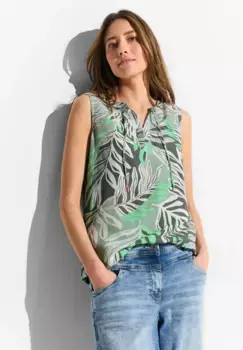 Блузка-топ Cecil с разрезом под горло, зеленый