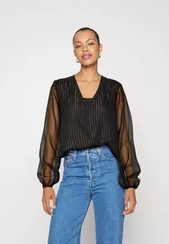 Блузка ТОП JDYCODY с V-образным вырезом JDY, цвет black detail:gold lurex