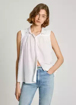 Блузка-топ Pepe Jeans "MINA", хлопок, белый