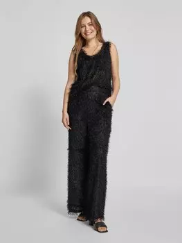 Блузка-топ прямого кроя с бахромой, модель «Мелин» mbyM, черный