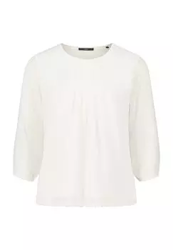 Блузка-топ, рукава 3/4, рюши, женская zero, кремовый