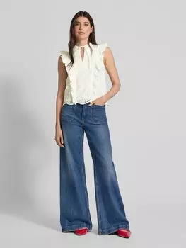 Блузка-топ с ажурной вышивкой модель 'LUMA' YAS, белый