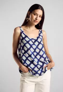 Блузка-топ STREET ONE из мягкой вискозы, синий