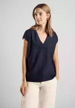 Блузка-топ STREET ONE из мягкой вискозы, синий