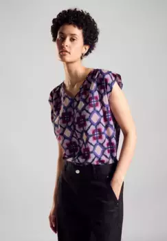 Блузка-топ STREET ONE с принтом, цвет Bellflower Lilac