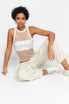 Блузка Trendyol сетчатая, белый