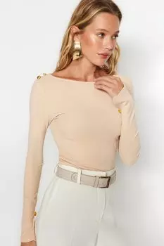 Блузка Trendyol стандартного кроя с длинными рукавами, серый